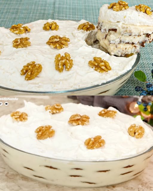 Pavê de Nozes com Creme Branco