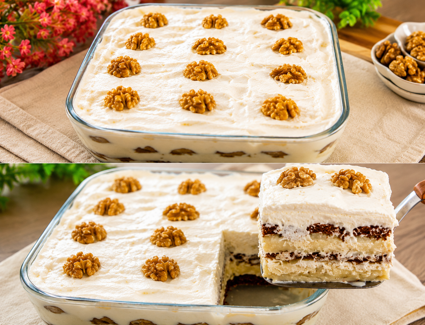 Pavê de Nozes com Creme Branco