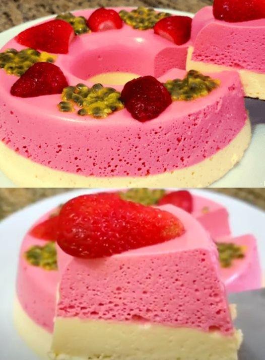 Sobremesa Cremosa de Morango e Maracujá