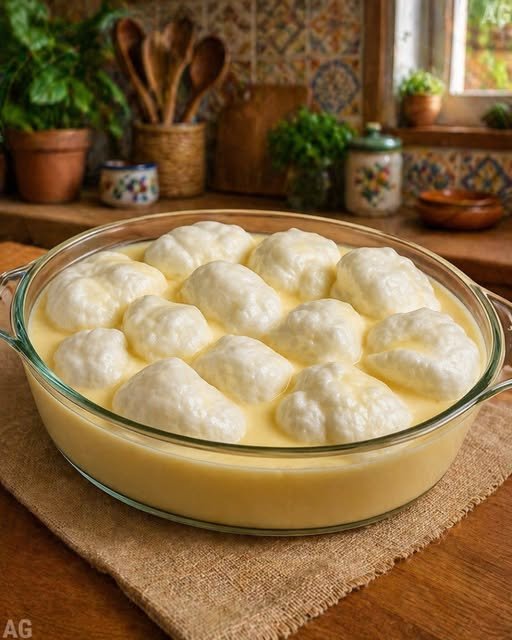 Doce de Ovos Nevados com Calda de Abacaxi