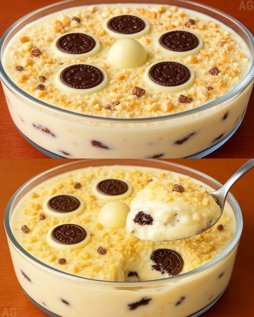 Mousse de Bombom Ouro branco na travessa