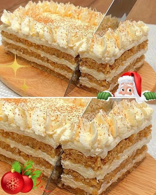 Bolo Gelado de Natal com Creme e Coco