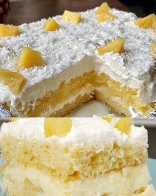 Bolo Gelado de Abacaxi na Travessa