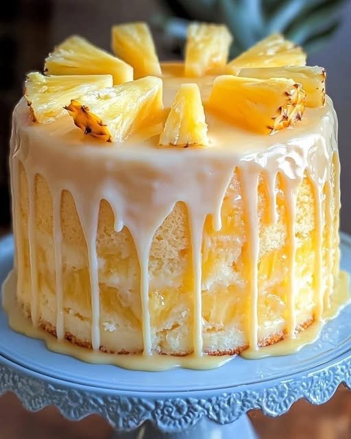 Bolo de Abacaxi com Cobertura Cremosa