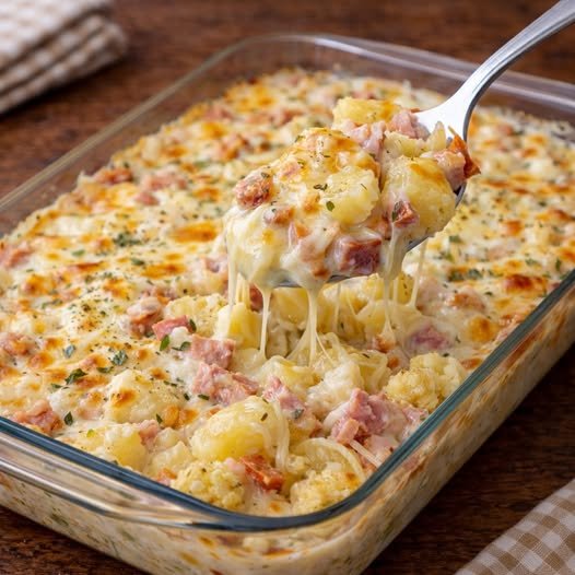 Batata Gratinada com Presunto e Queijo