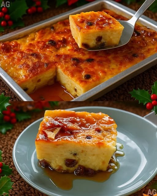 Pudim de Pão com Passas na Assadeira