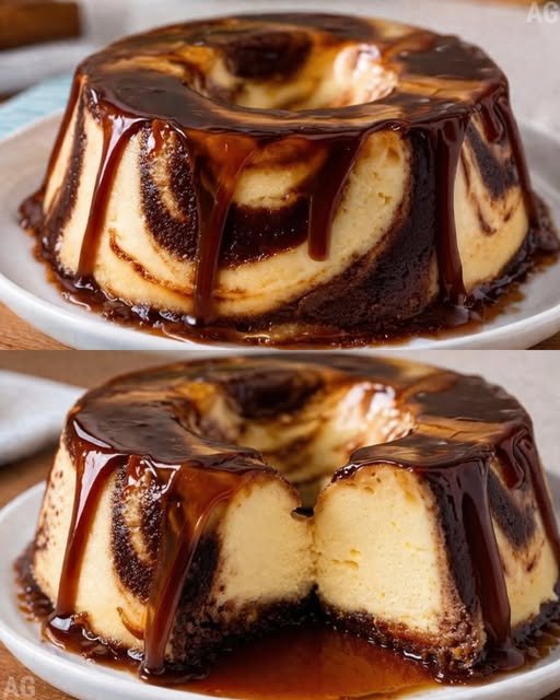 Pudim Mesclado de Ninho com Chocolate