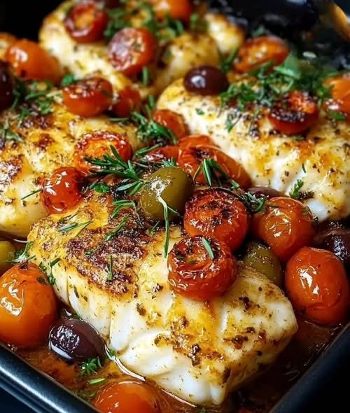 Peixe Assado à Moda Mediterrânea