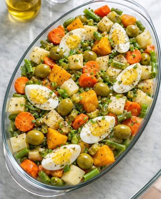 Salada Colorida de Legumes com Ovos e Azeitonas