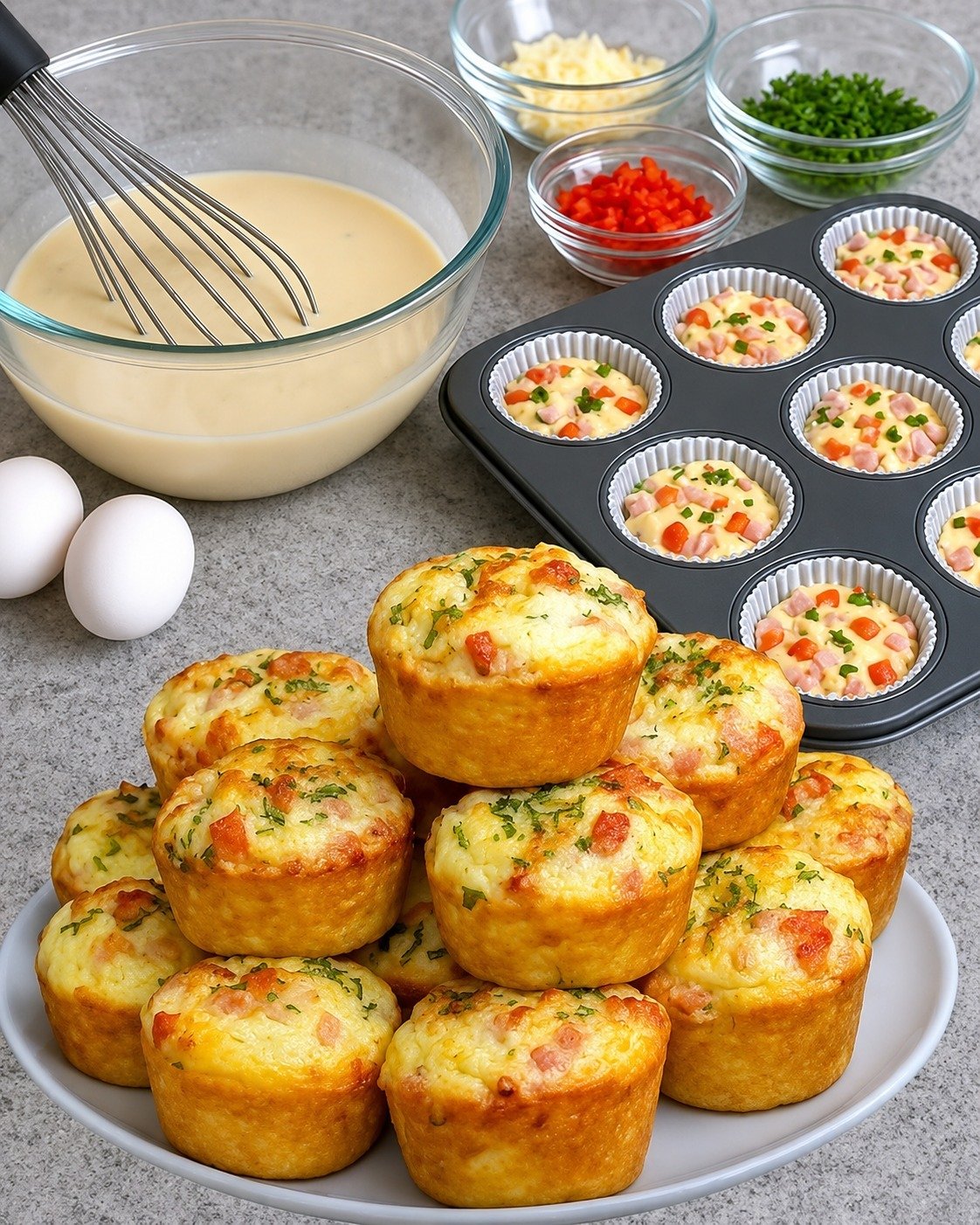 Muffin Salgado de Presunto e Queijo