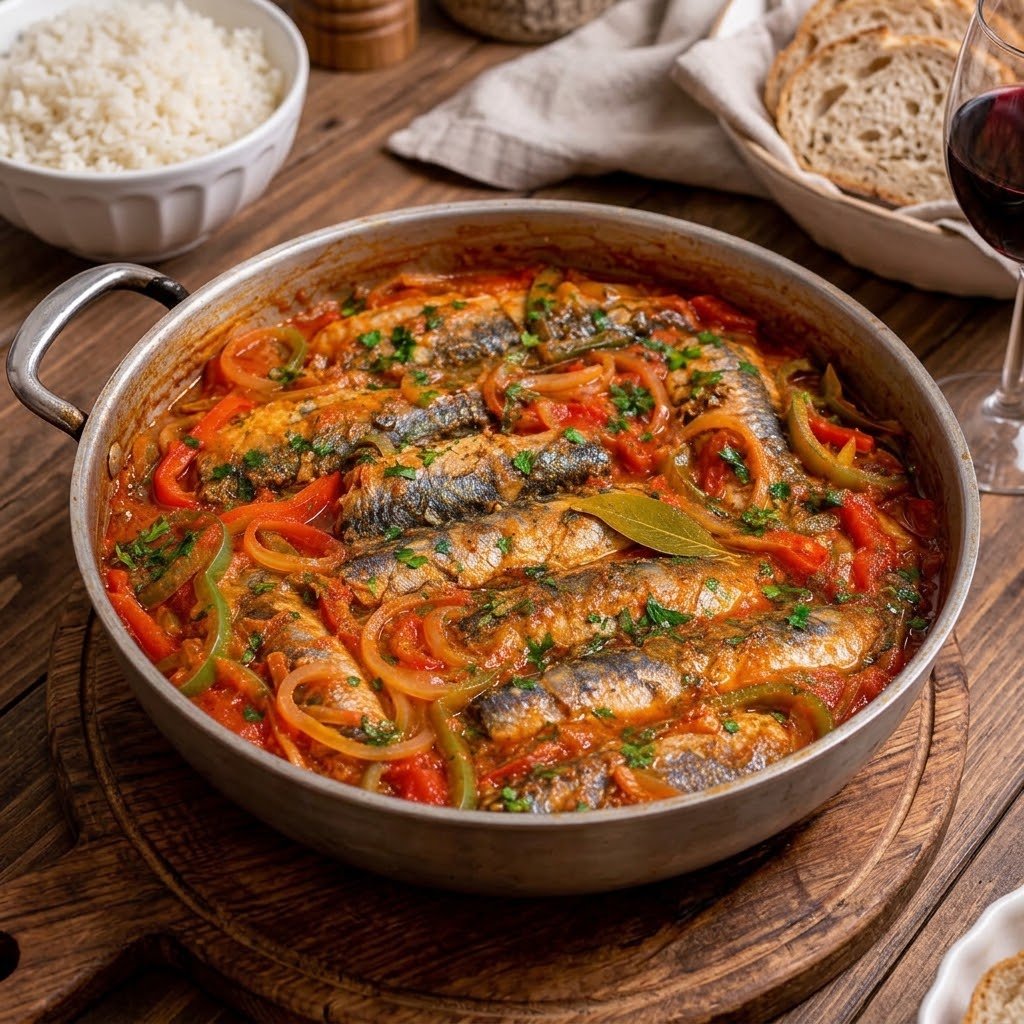 Sardinha ao molho na panela de pressão