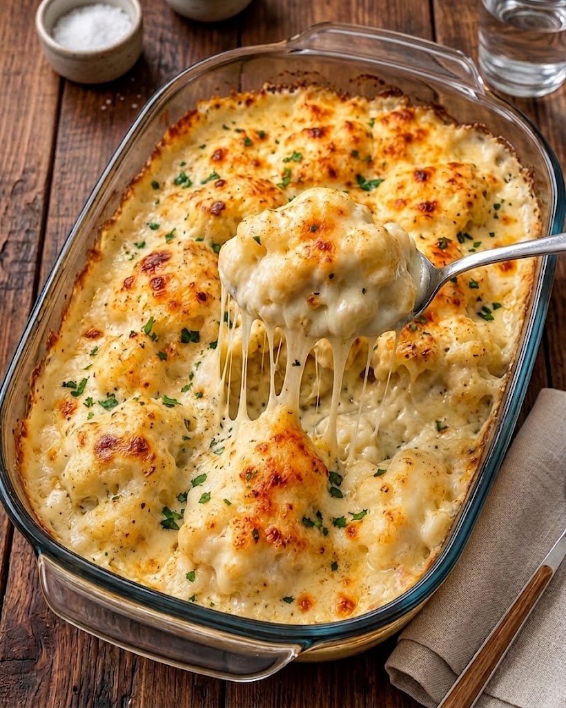 Couve-flor com Creme Branco e Queijo Gratinado