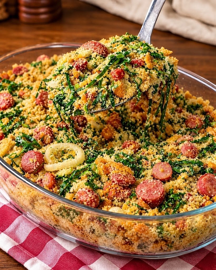 Farofa de Linguiça com Couve