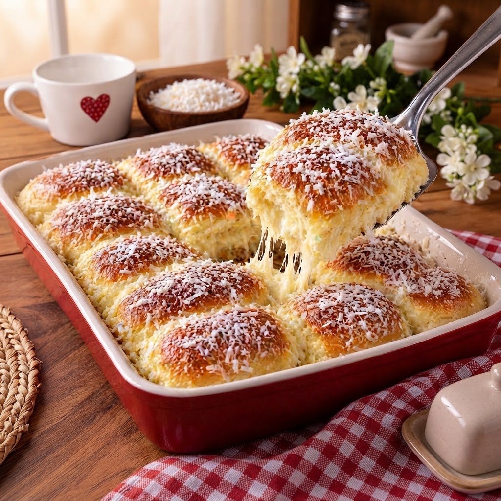 Pão Recheado com Creme e Coco